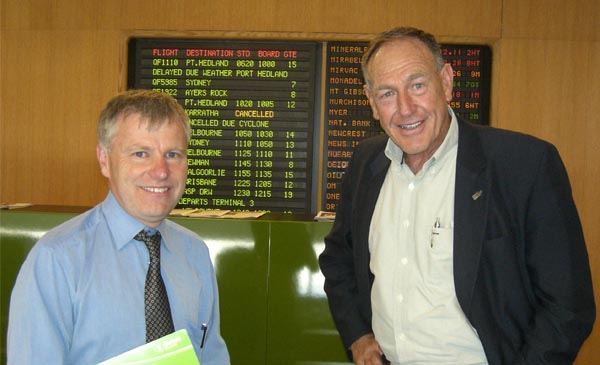 Paddy Cullen, (left) Oxfam's WA state Campaigner with Barry Haase