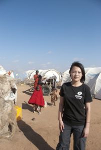 Chee Chee Leung reporting from East Africa last year. Photo: OxfamAUS