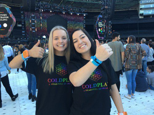 Tash and Brooke at Coldplay Melbourne. Photo: http://oxfamontour.tumblr.com/