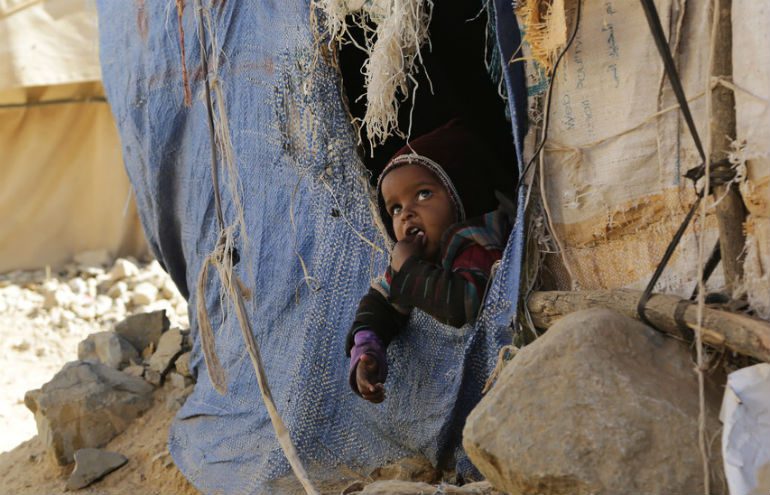 Baby born in tent in Yemen