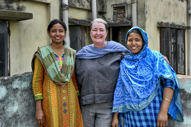 Oxfam Australia’s Chief Executive Lyn Morgain with garment worker *Parvin and Trade Union Leader Rabeya Akhter in Dhaka, Bangladesh Dhaka, Bangladesh: Oxfam Australia's Chief Executive Lyn Morgain with garment worker *Parvin , Trade Union Leader rabeya Akhter.