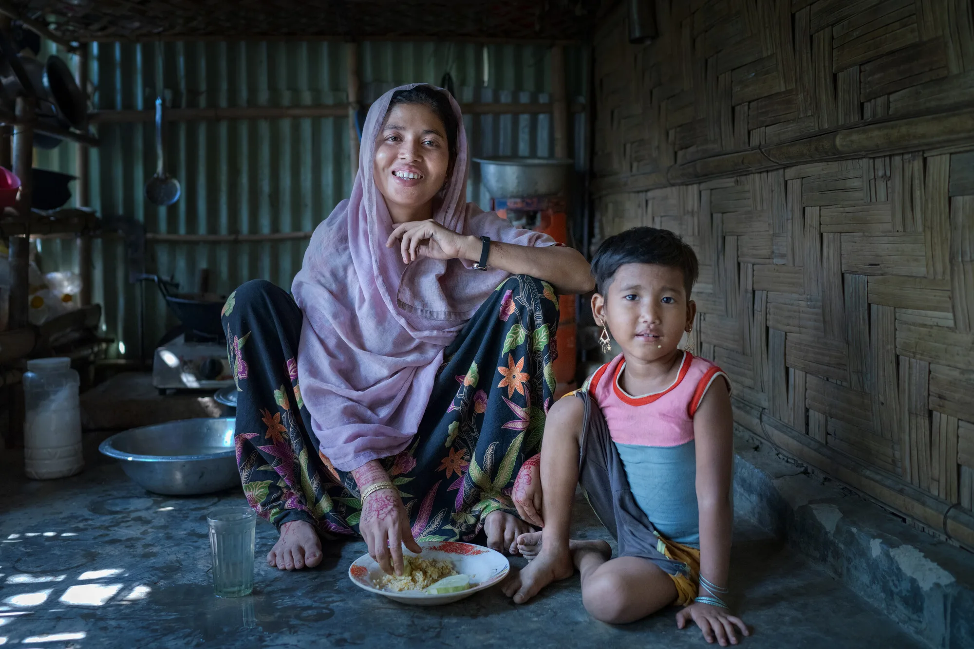 Cox’s Bazar, Bangladesh: Shamsun Nahar is a Rohingya refugee and has been living in Cox's Bazar camp for seven years, where three of her children were born. Photo: Fabeha Monir/Oxfam. Oxfam acknowledges the support of the Australian Government through the Australian Humanitarian Partnership (AHP).
