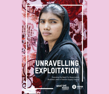 Bangladesh, Asulia: Garment worker, Sabana* is a mother of three. She started working in the garment factory from 17. Now her daily target in the factory is to attach 15000 stickers in a day. She makes 9000 Taka monthly by working 56 hours a week. Photo: Fabeha Monir/Oxfam